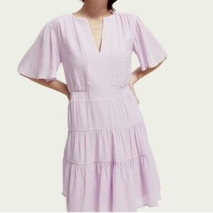 NWT Scotch & Soda Lilac Split Neck Elastic Waist Dress